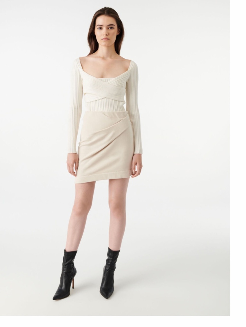 IRO Faux Wrap Skirt In Szie S Color Cream Neutral/Basic